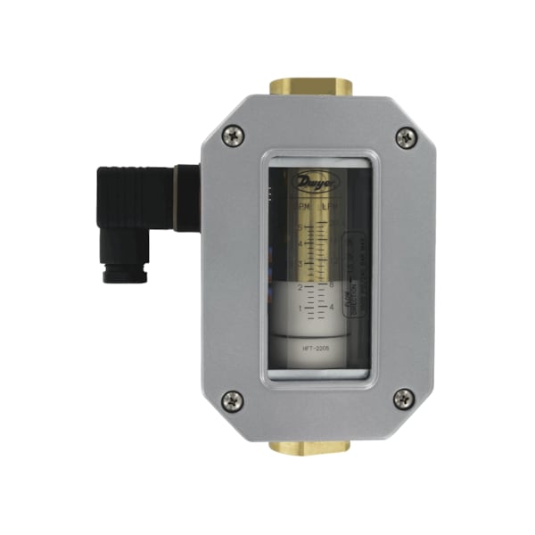 In-line flow transmitter, range 0.5-5.0 GPM 1-19 LPM water, 1/2in female NPT.